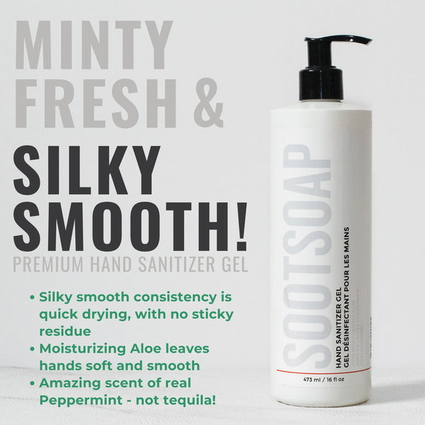 Minty Fresh & Silky Smooth! Premium Hand Sanitizer gel.